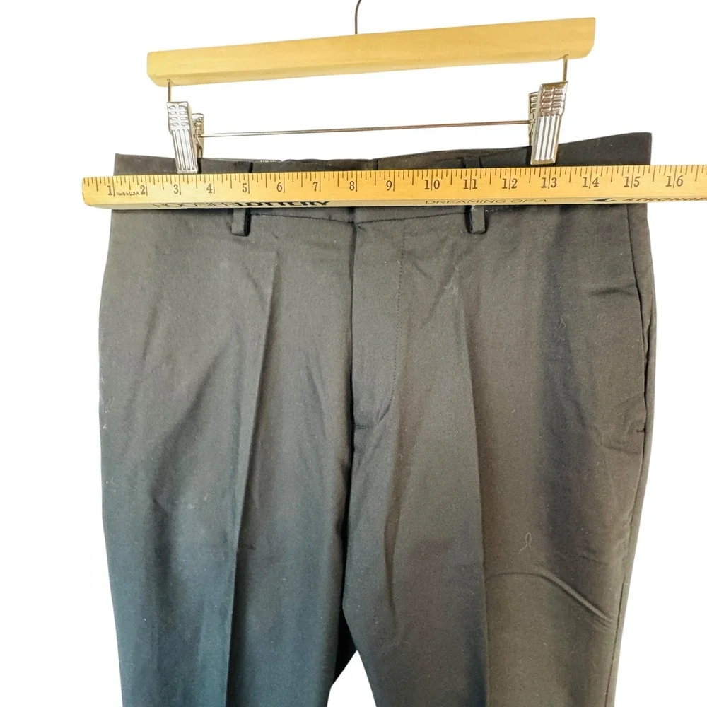 Banana Republic Slim-Fit Stretch Dress Pants 36x32 Black Flat Front NWT Classic‎